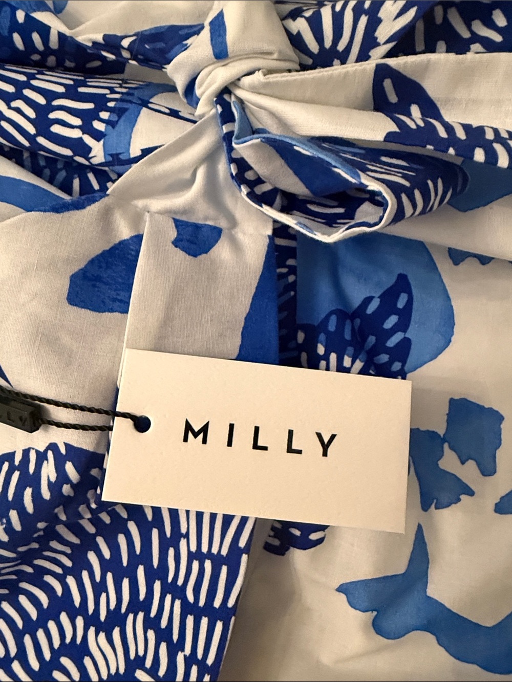 Milly White Dress with Blue Floral Accents - Picture 4 of 5